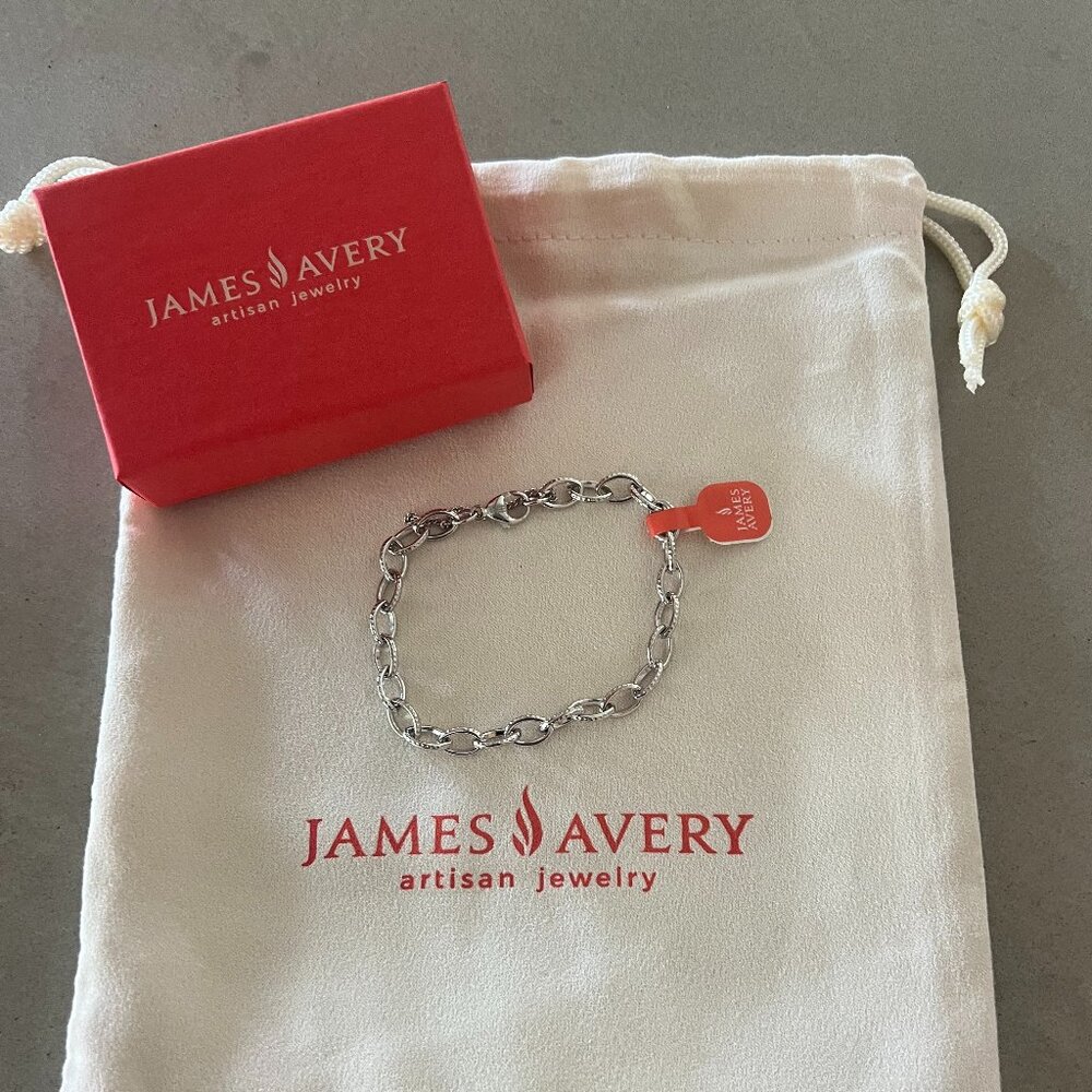 NWT James Avery Textured Oval Charm Bracelet Size Medium